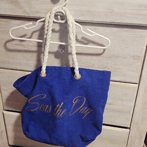 Blue Tote Bag with Rope Handles